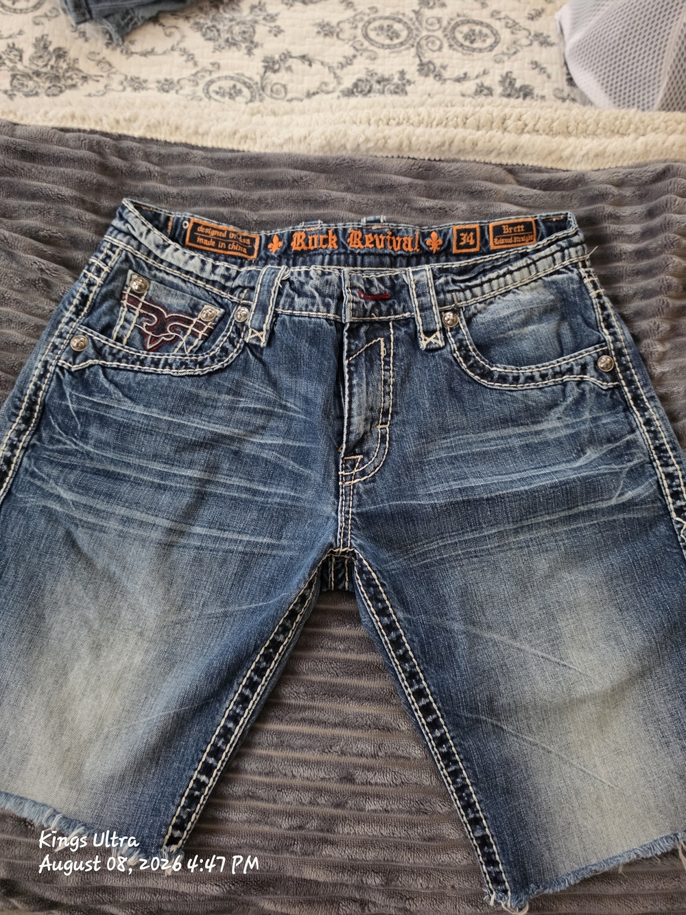 Rock Revival Men's Distressed Blue Denim Cutoff Shorts